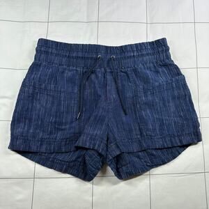 Athleta Shorts Womens 8 Blue Cabo Linen Textured 4" Travel Vacation Breathable